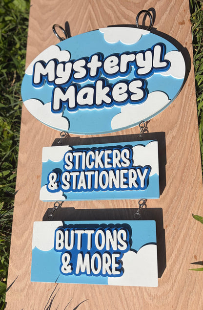 “Mysteryl Makes” Custom Hanging Sign - Vendor Sign
