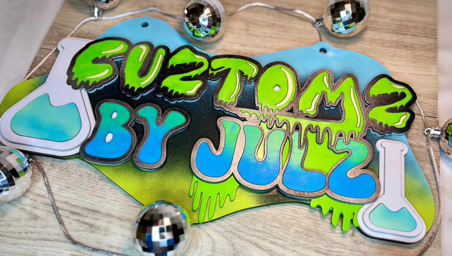 “Cuztomz By Julz” Custom Hanging Sign - Vendor Sign