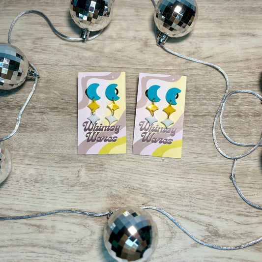 Sparkly Moon Drops - Acrylic Earrings