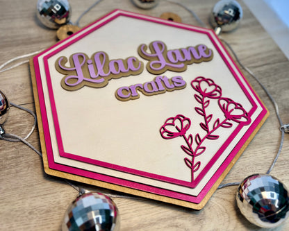 “Lilac Lane” Custom Hanging Sign - Vendor Sign