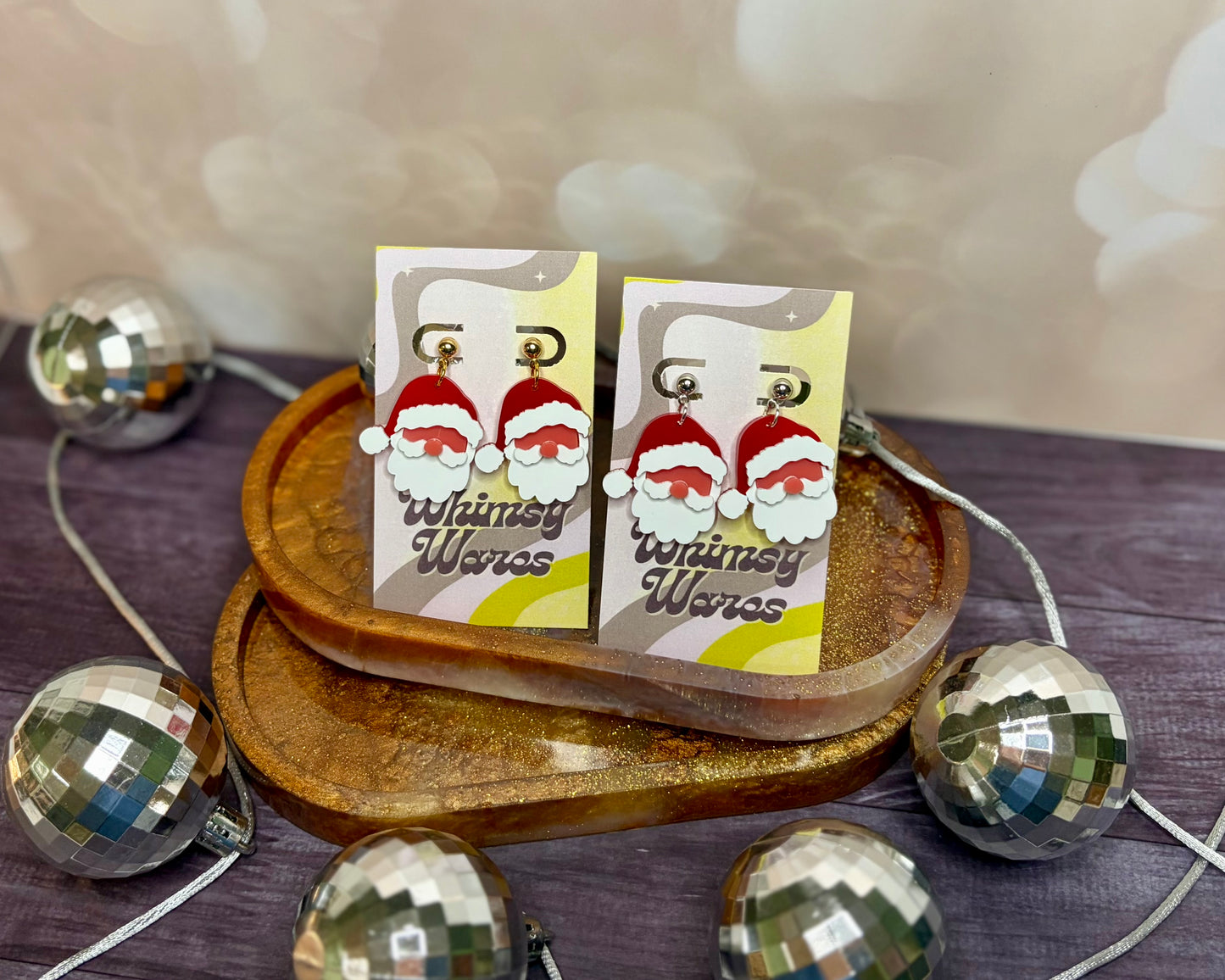 Santa Dangle - Acrylic Earrings