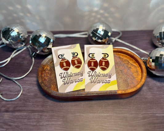 Football Cookie Dangles - Acrylic Earrings