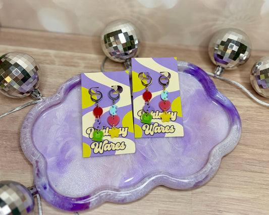 Lucky Marshmallow Ceral Huggies - Acrylic Earrings