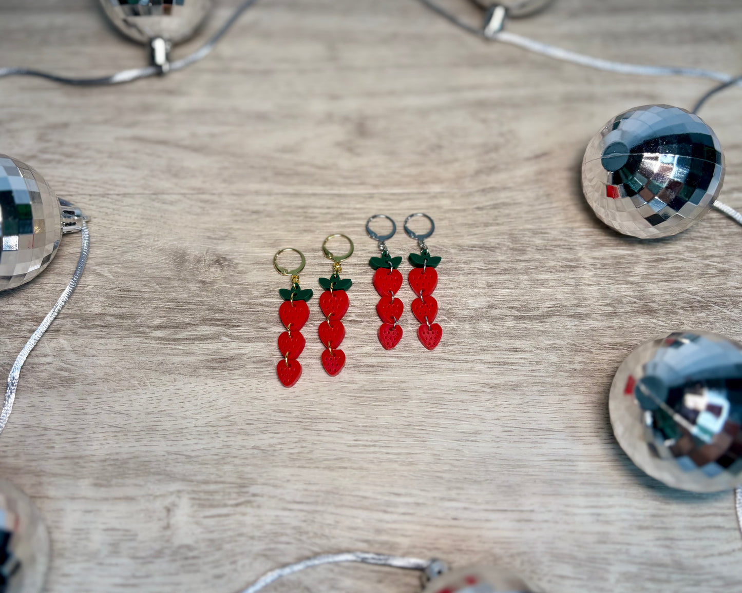 Tripple BERRY Cute Huggies- Acrylic Earrings