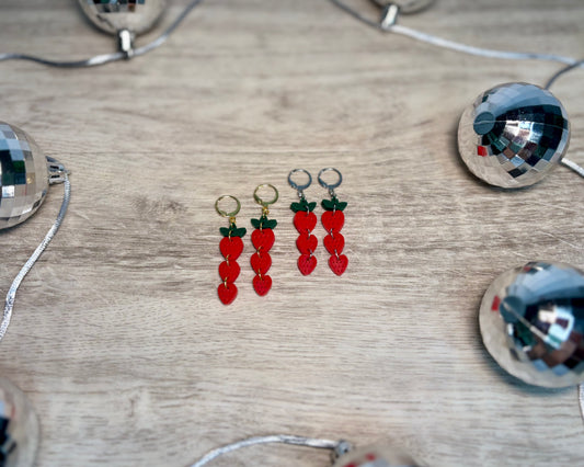 Tripple BERRY Cute Huggies- Acrylic Earrings
