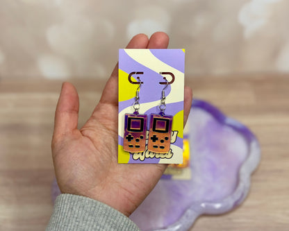 Iridescent Purple Handheld Game Dangles - Acrylic Earrings