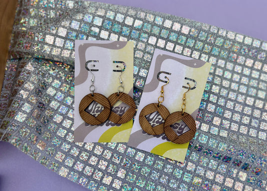 Deco Drift Dangle - Smaller Size - Natural Wood Earrings