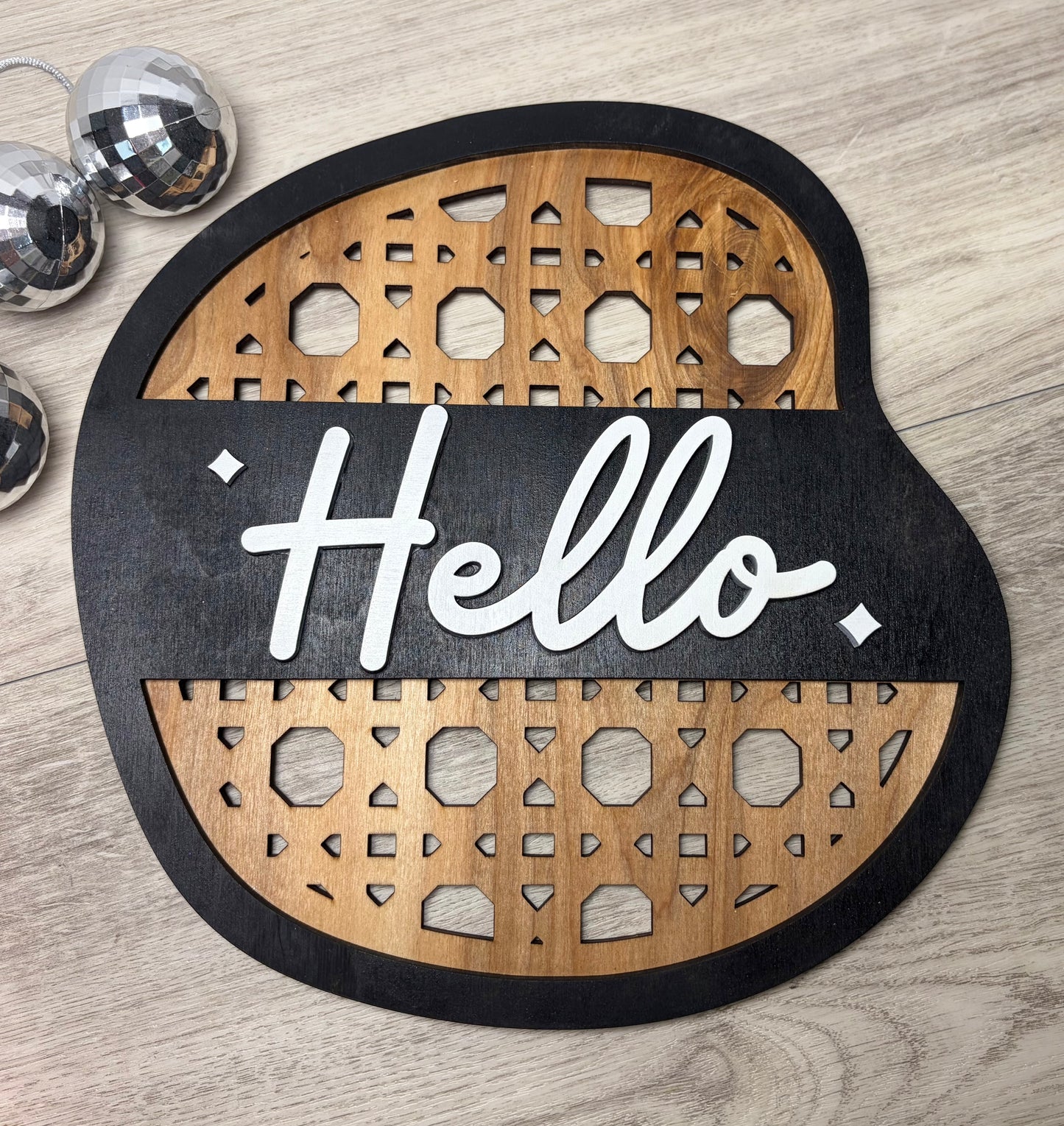 “Hello” Rattan Sign - Wall Decor