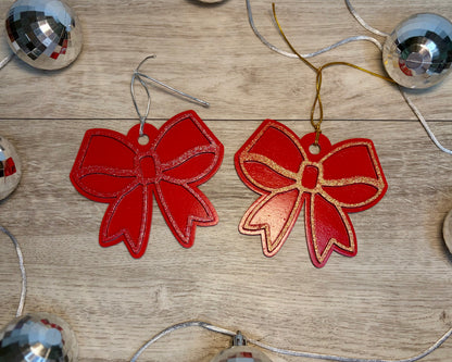 Glitter Bow Ornaments - Wood Ornaments