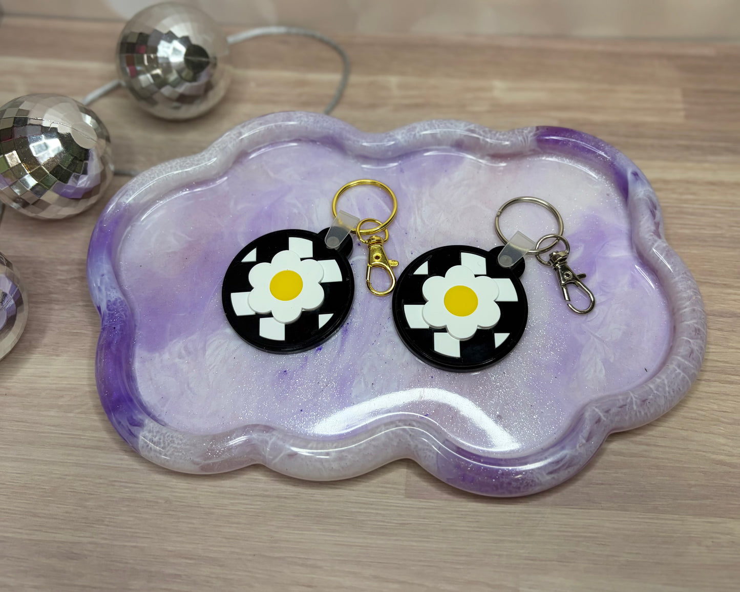 Flower Checker Bag Charms