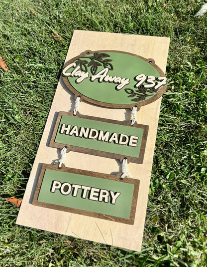 “Clay Away” Custom Hanging Sign & Checkout Stand - Vendor Sign