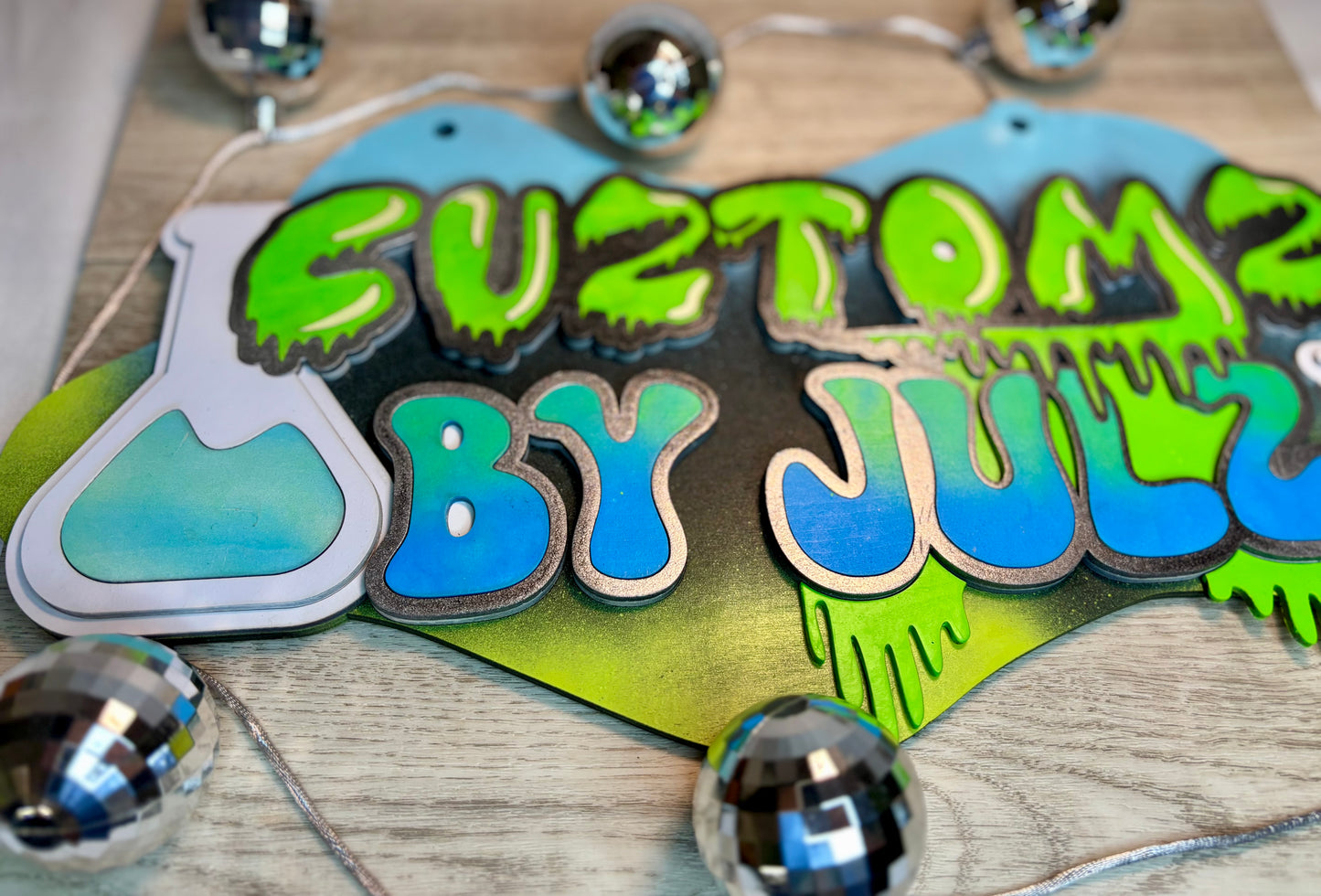 “Cuztomz By Julz” Custom Hanging Sign - Vendor Sign
