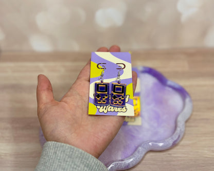 Iridescent Purple Handheld Game Dangles - Acrylic Earrings