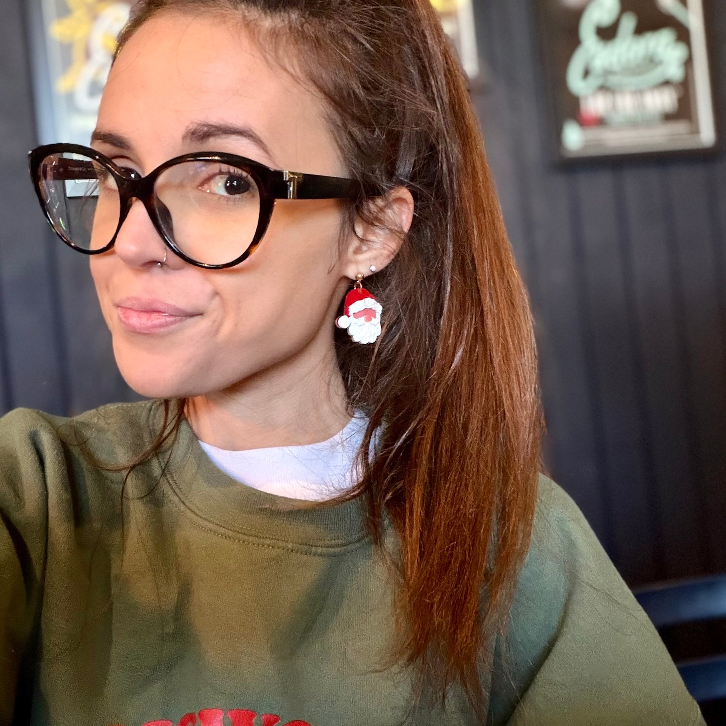 Santa Dangle - Acrylic Earrings