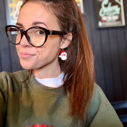 Santa Dangle - Acrylic Earrings