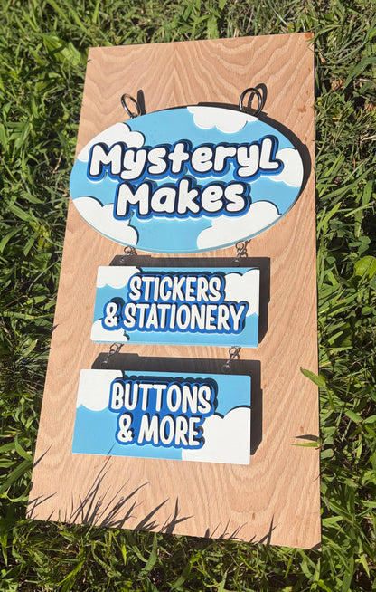 “Mysteryl Makes” Custom Hanging Sign - Vendor Sign