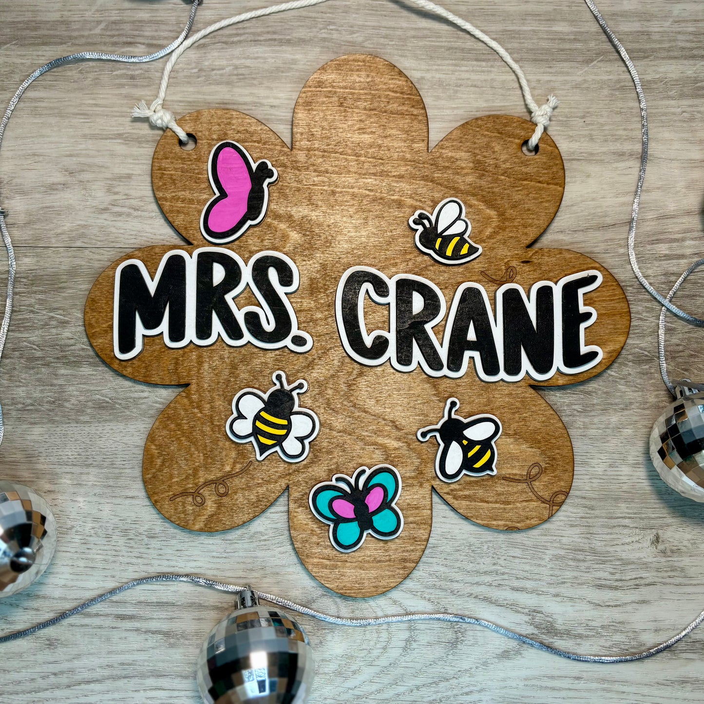 Custom Sign - Bee & Butterfly Theme