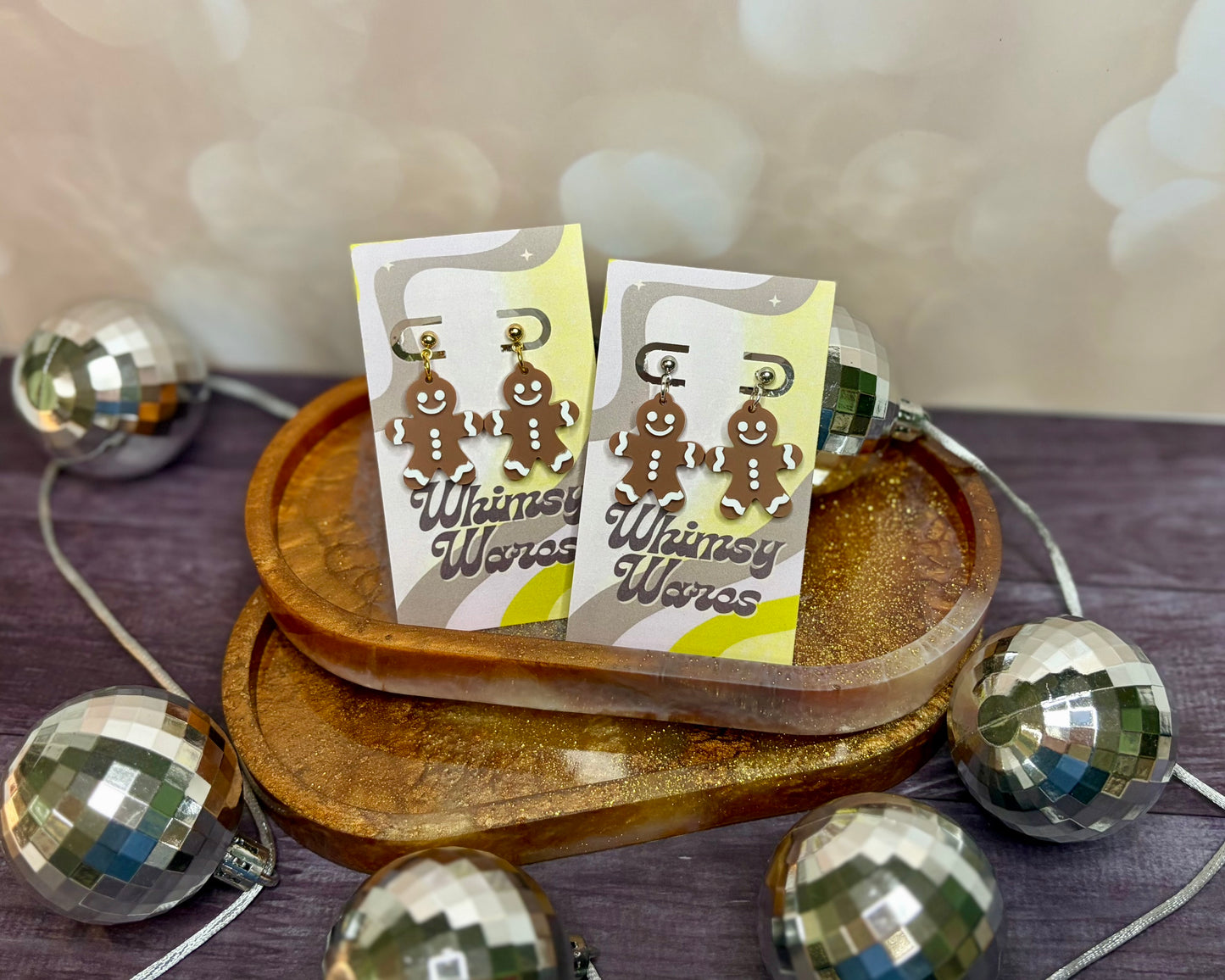 Gingerbread Buddy Dangles - Acrylic Earrings
