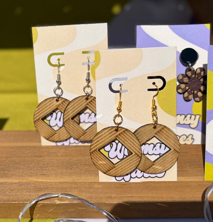 Deco Drift Dangle - Larger Size - Natural Wood Earrings
