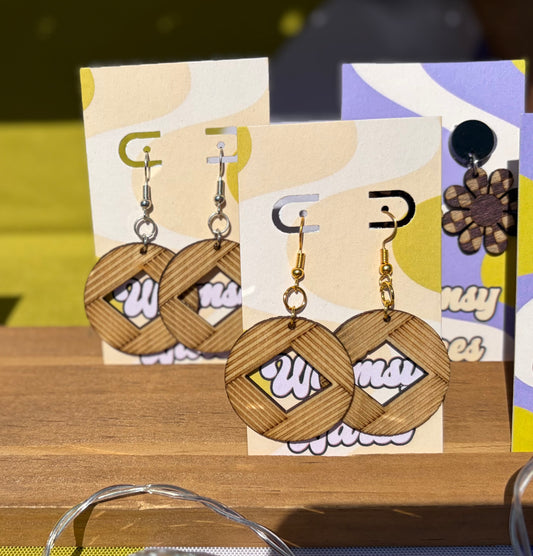 Deco Drift Dangle - Larger Size - Natural Wood Earrings
