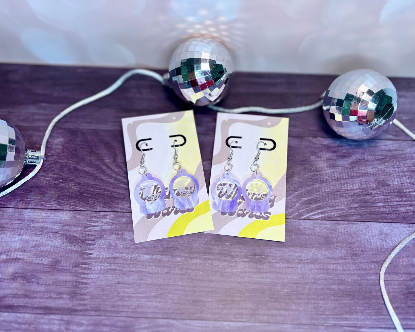 Crystal Ball Dangles - Acrylic Earrings