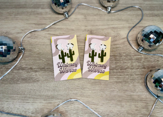 Dreamy Cactus Drop Dangles - Acrylic Earrings