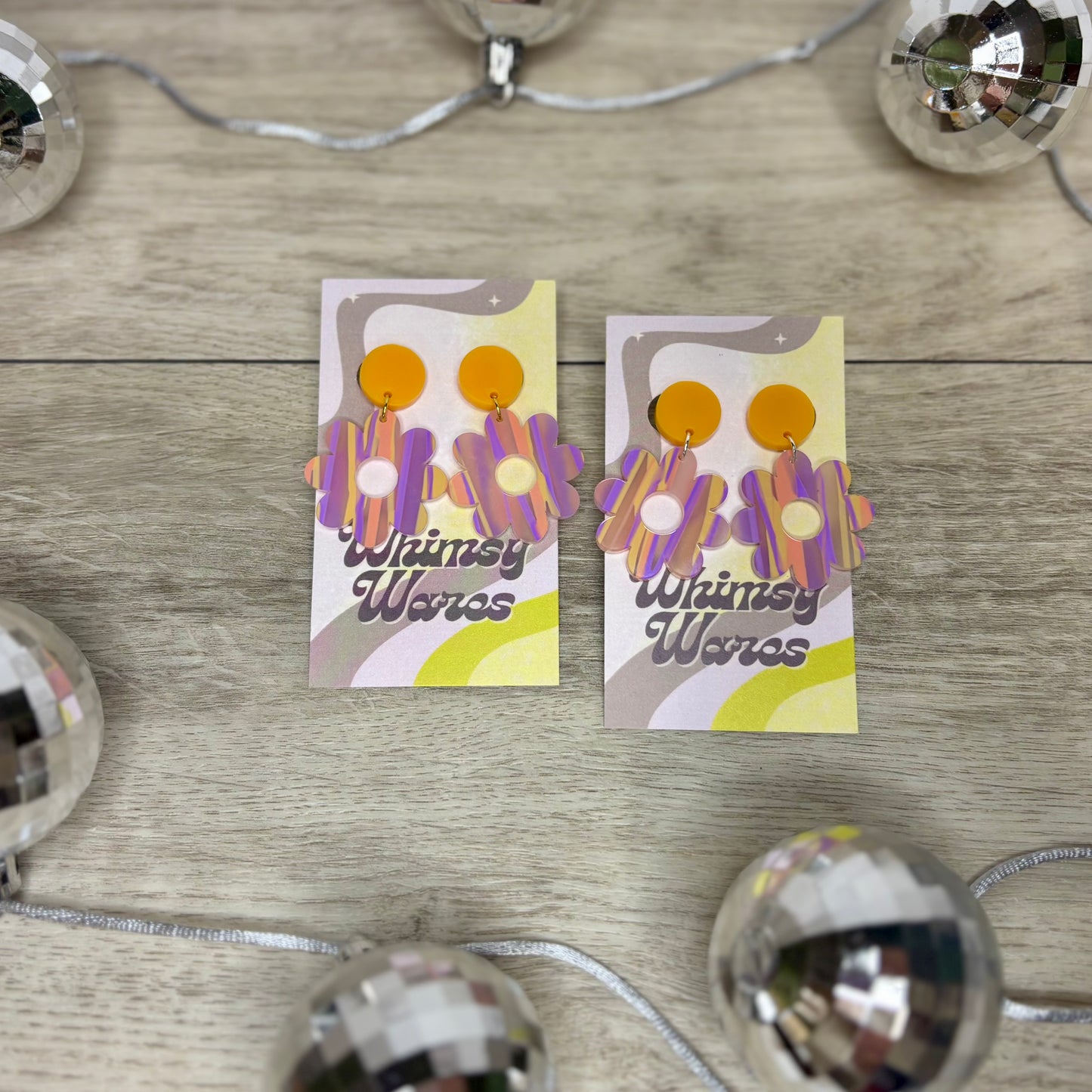Daisy Drizzle Flower Drop Dangles - Acrylic Earrings