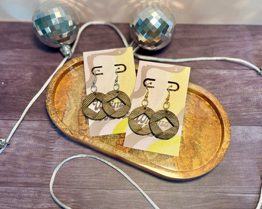 Deco Drift Dangle - Mid Size - Natural Wood Earrings