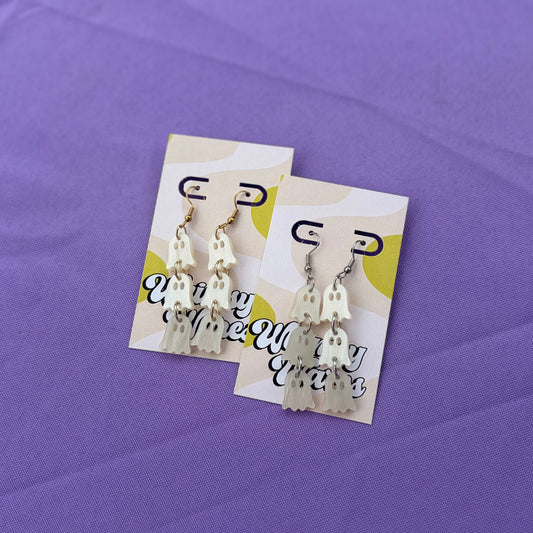 Triple Ghost Dangle - Acrylic Earrings