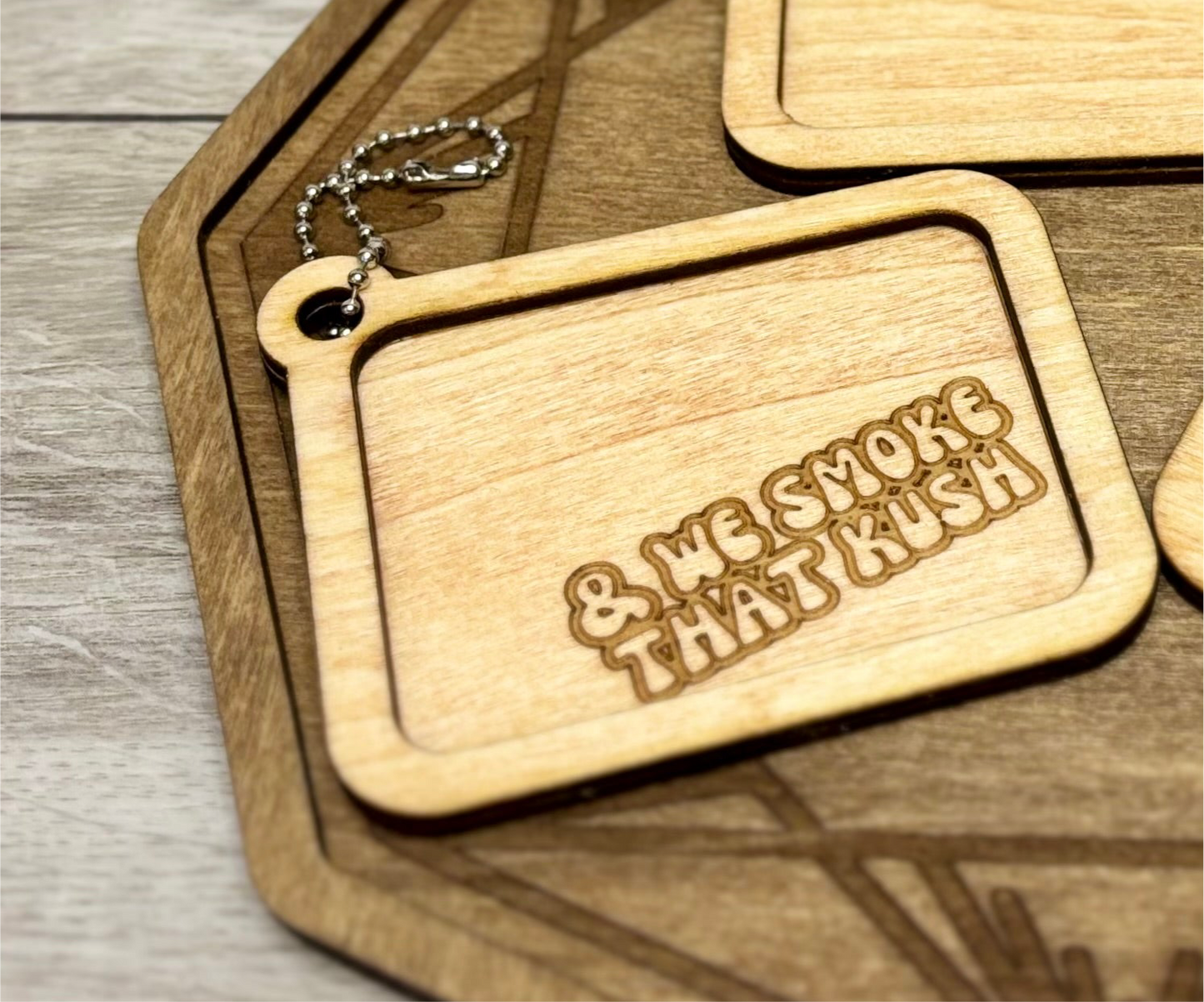 “Mini Trays” KEYCHAINZ - Natural Wood Keychain