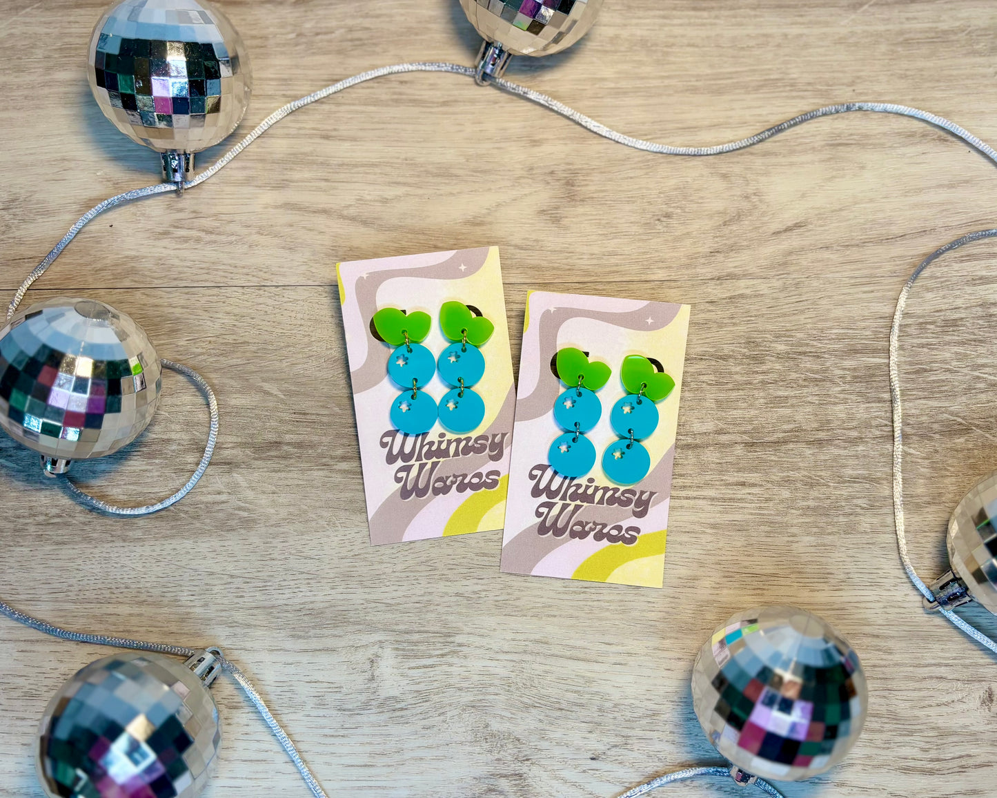 Double BlueBERRY Cute Drop Dangles - Acrylic Earrings