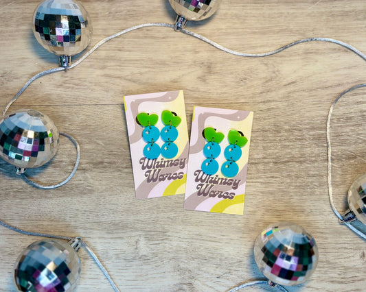 Double BlueBERRY Cute Drop Dangles - Acrylic Earrings