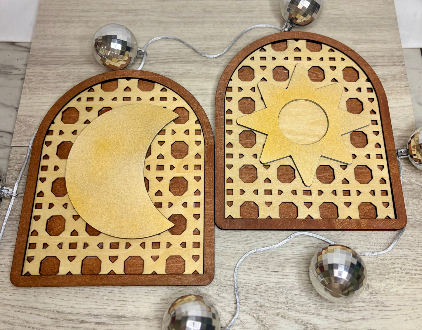 Sun & Moon Rattan Arch Set - Wall Decor