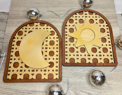 Sun & Moon Rattan Arch Set - Wall Decor