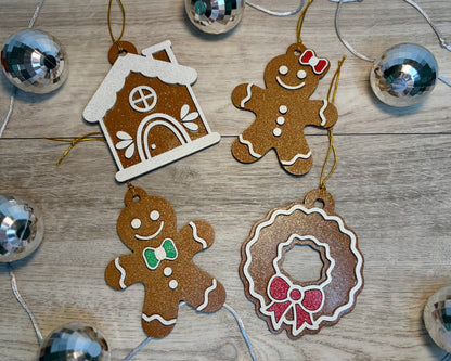 Glitter Gingerbread Ornaments - Wood Ornaments