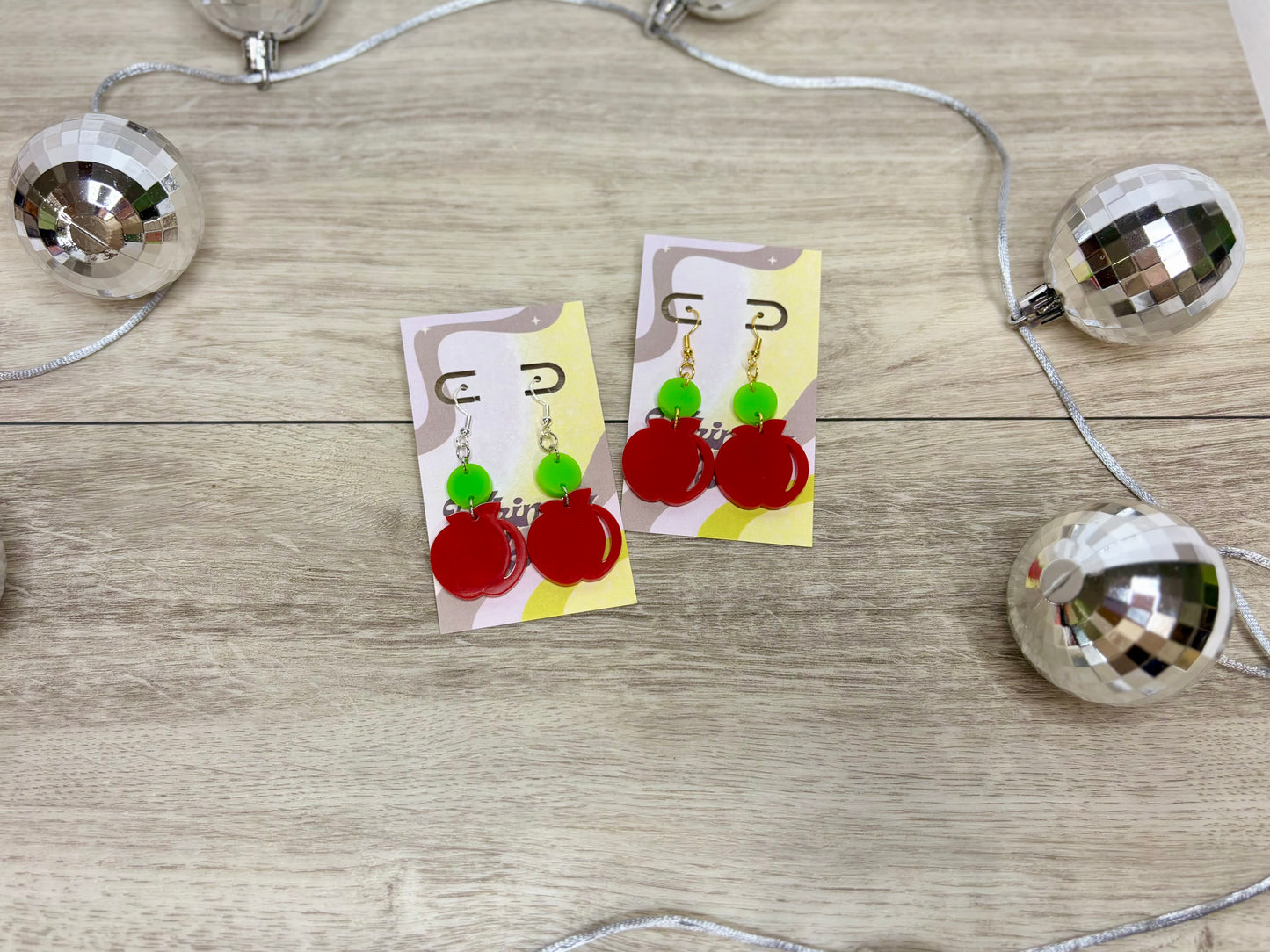 Apple Double Dangles - Acrylic Earrings
