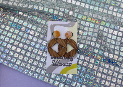 Deco Drift Drop Dangle - Acrylic & Natural Wood Earrings