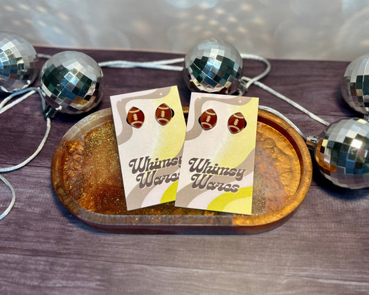 Football Cookie Studs - Acrylic Earrings