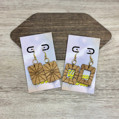 Engraved Rays - Natural Wood Earrings