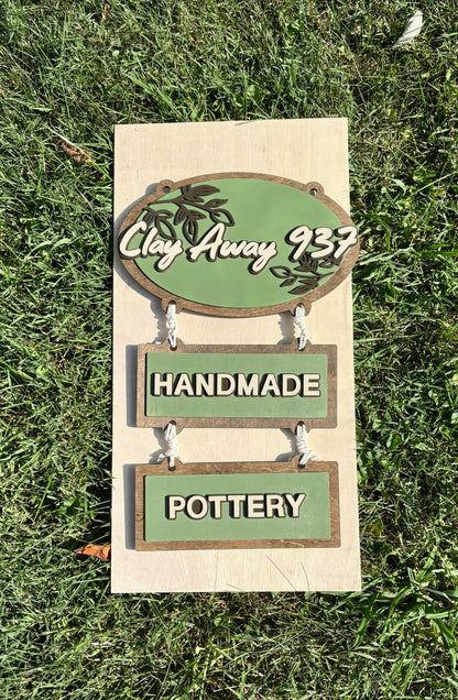 “Clay Away” Custom Hanging Sign & Checkout Stand - Vendor Sign
