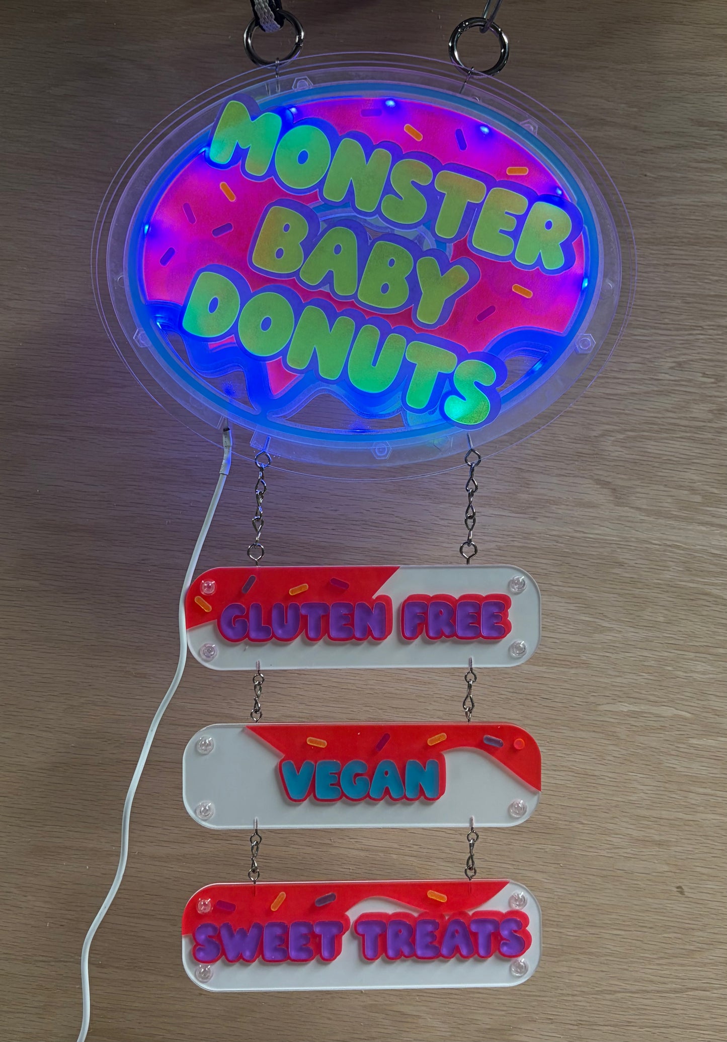 Monster Baby Donuts - Custom Light Up Acrylic Sign