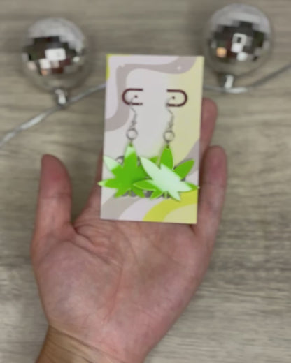 Custom Green “Tree” Leaves Dangles - Acrylic Earrings