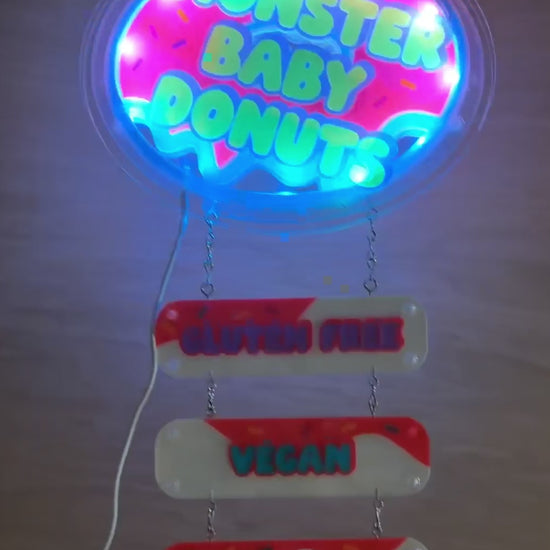 Monster Baby Donuts - Custom Light Up Acrylic Sign